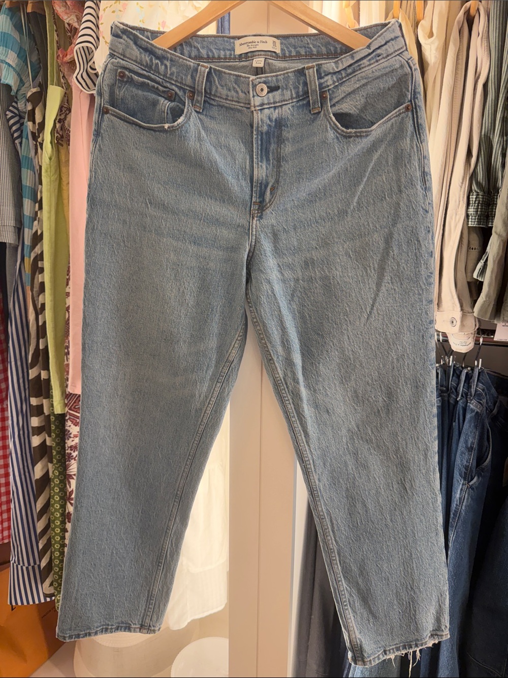 Abercrombie Light Wash High-Rise Straight Jeans